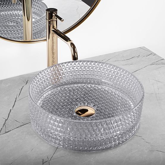 Lavabo en meuble Rea Cristal Gris Clair