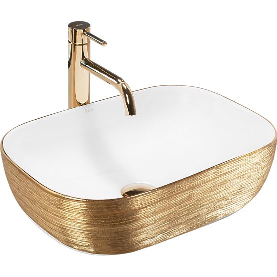 Lavabo intemporel Rea Belinda White GOLD BRUSH