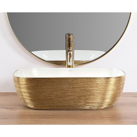 Lavabo intemporel Rea Belinda White GOLD BRUSH