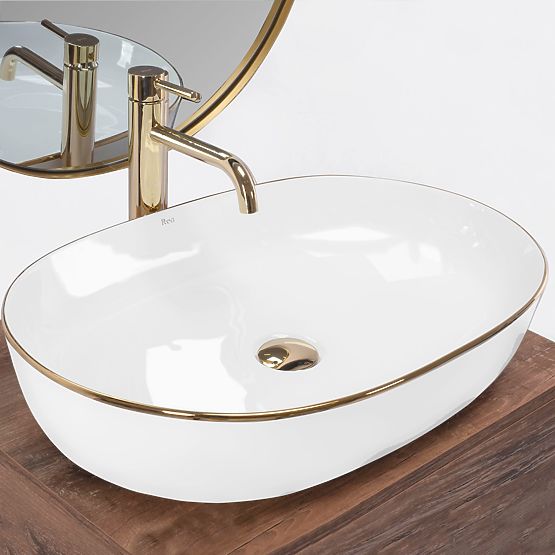Lavabo intemporel Rea CLEO 61 Gold Edge