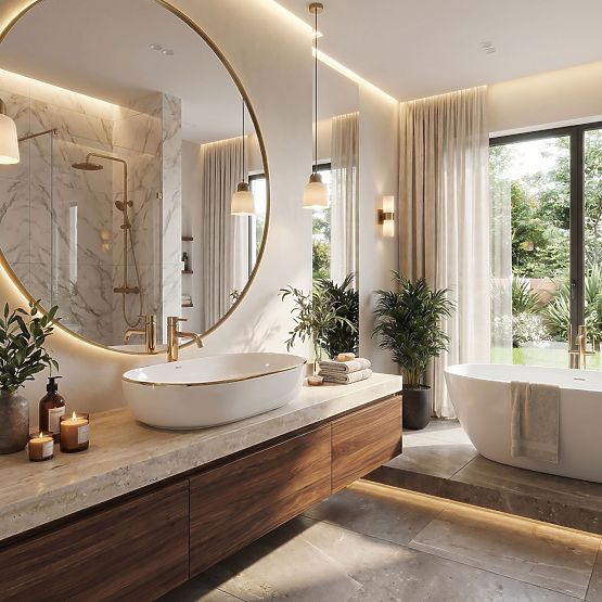 Lavabo intemporel Rea CLEO 61 Gold Edge
