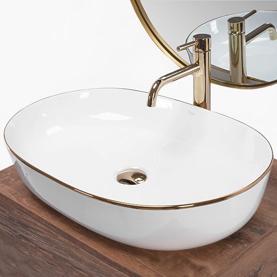 Lavabo intemporel Rea CLEO 61 Gold Edge