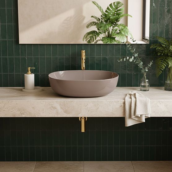 Lavabo intemporel Rea Lisa Beige Brillant