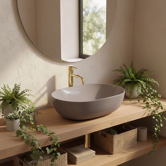 Lavabo intemporel Rea Lisa Beige Brillant