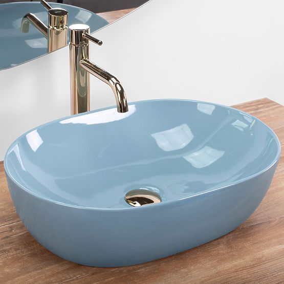 Lavabo intemporel Rea LISA L.BLUE SHINY