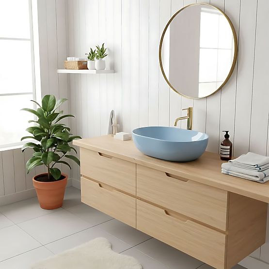 Lavabo intemporel Rea LISA L.BLUE SHINY