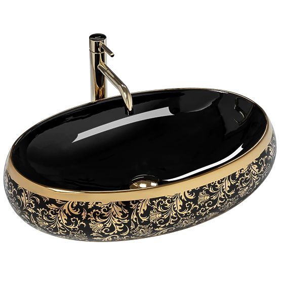 Lavabo intemporel Rea Meryl Noir / Or