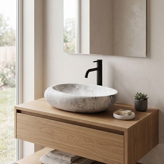 Lavabo intemporel Rea Roxy C Stone L.GREY