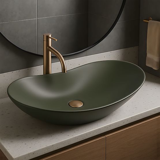 Lavabo intemporel Rea Royal Olive Matt