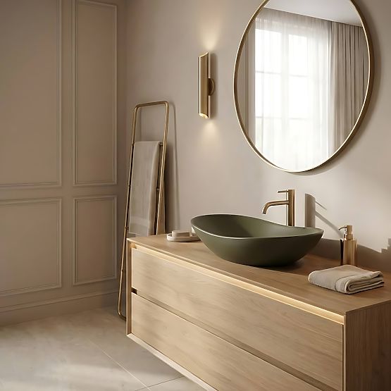 Lavabo intemporel Rea Royal Olive Matt