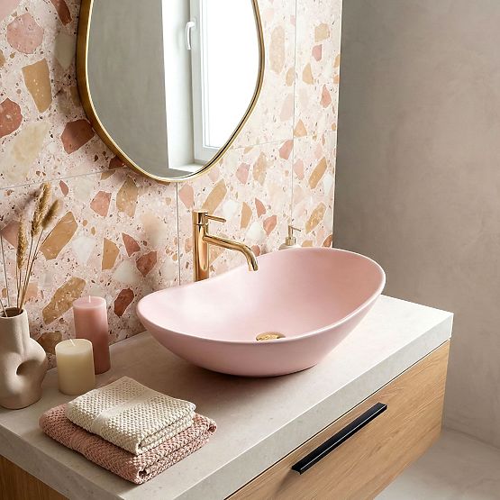 Lavabo intemporel Rea Royal Powder Pink Matt