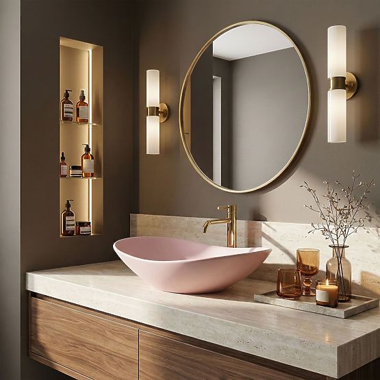 Lavabo intemporel Rea Royal Powder Pink Matt