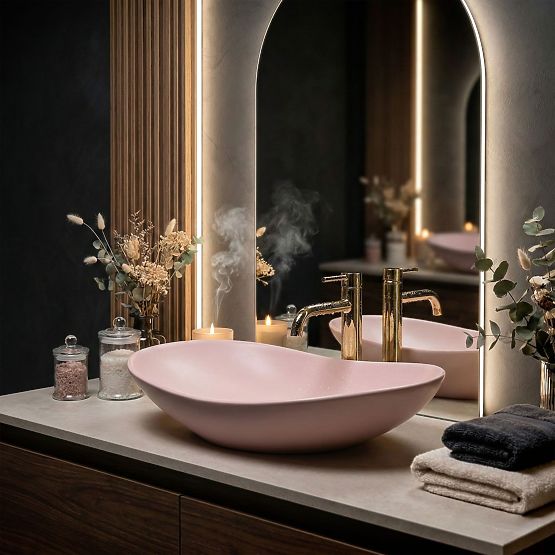 Lavabo intemporel Rea Royal Powder Pink Matt
