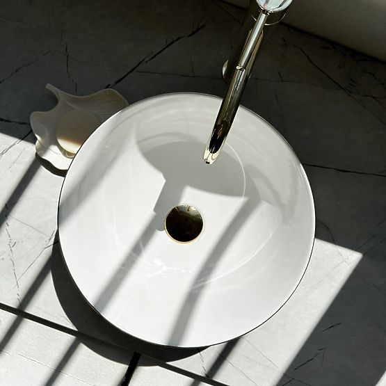 Lavabo intemporel REA STELLA WHITE GOLD BRUSH