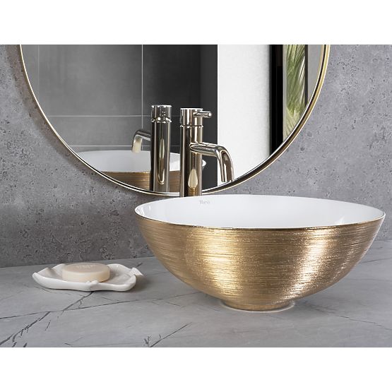 Lavabo intemporel REA STELLA WHITE GOLD BRUSH