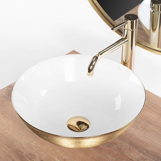 Lavabo intemporel REA STELLA WHITE GOLD BRUSH