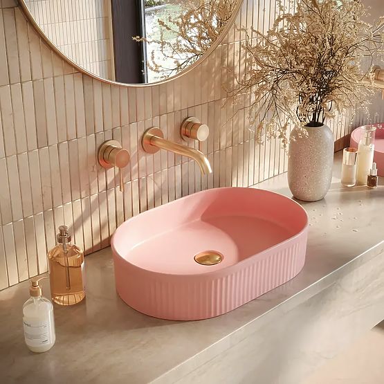 Lavabo intemporel Rea Vanda Bubble Gum Mat