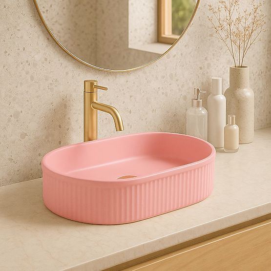 Lavabo intemporel Rea Vanda Bubble Gum Mat