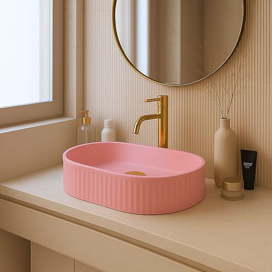 Lavabo intemporel Rea Vanda Bubble Gum Mat