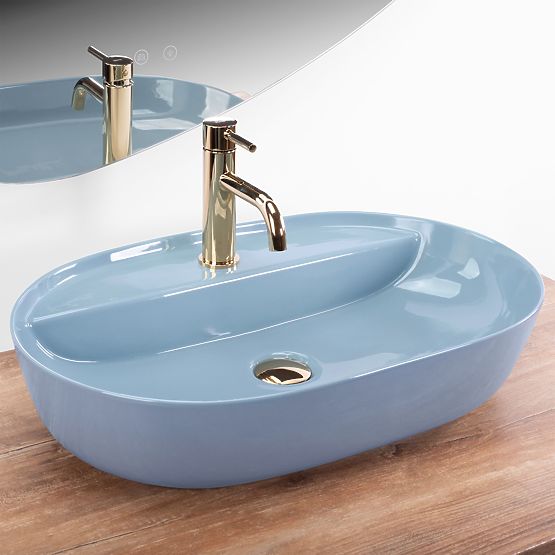 Lavabo REA Aura 61 L.Blue Shiny