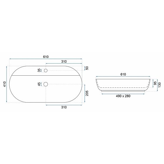 Lavabo REA Aura 61 L.Blue Shiny