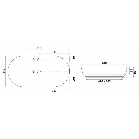 Lavabo REA Aura 61 Marmo Shiny