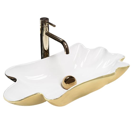 Lavabo REA Sea Infinity Or/Blanc + Bouchon