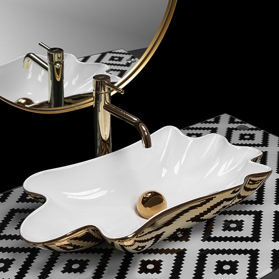 Lavabo REA Sea Infinity Or/Blanc + Bouchon