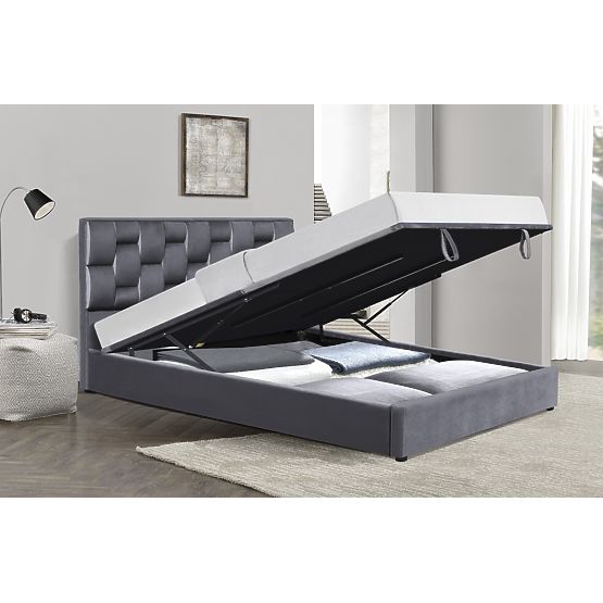Lit ANNABEL 160 avec espace de rangement gris (3p=1ks)