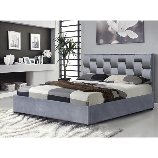 Lit ANNABEL 160 avec espace de rangement gris (3p=1ks)