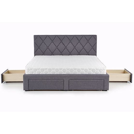 Lit BETINA 160 avec tiroirs gris (4p=1ks)