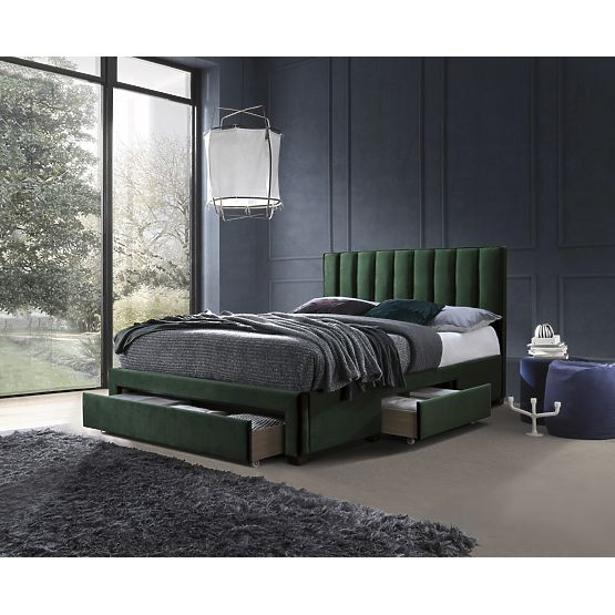 Lit capitonné 160x200 LUSIA - Vert foncé