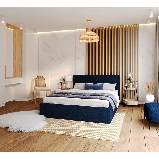 Lit capitonné TULSA 160 x 200 cm - Bleu foncé