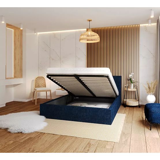Lit capitonné TULSA 180 x 200 cm - Bleu foncé