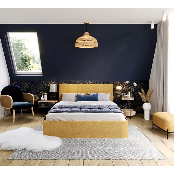 Lit capitonné TULSA 180 x 200 cm - Jaune