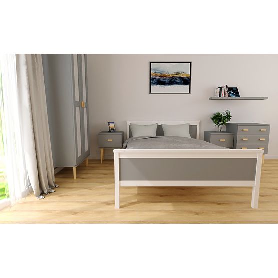 Lit en bois Ikar 200 x 90 cm - gris et blanc