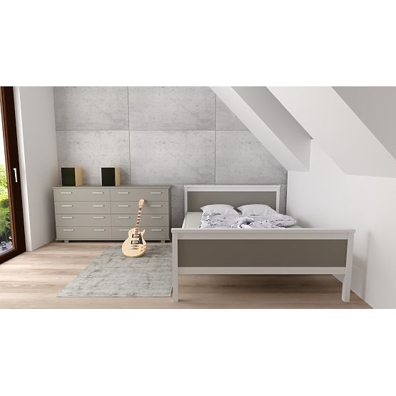 Lit en bois Ikar 200 x 90 cm - gris et blanc
