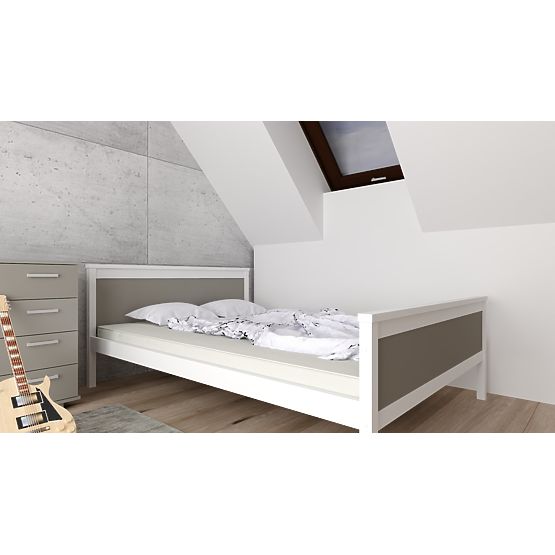 Lit en bois Ikar 200 x 90 cm - gris et blanc