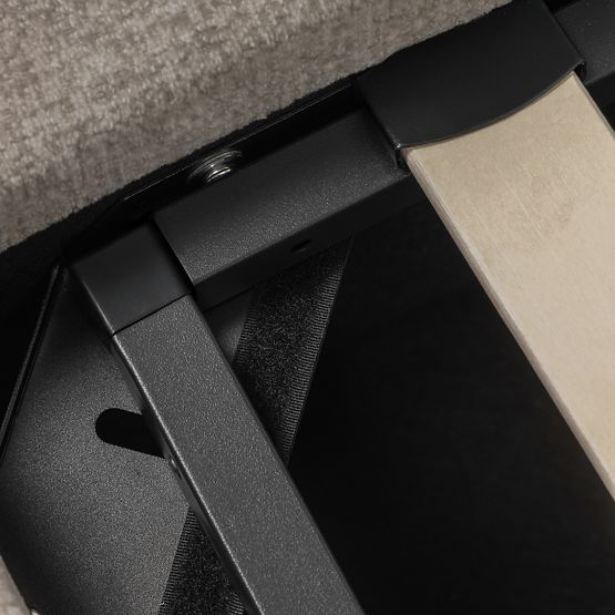 Lit Luno 140x200 cm rembourré, avec sommier et espace de rangement, beige clair, arrondi