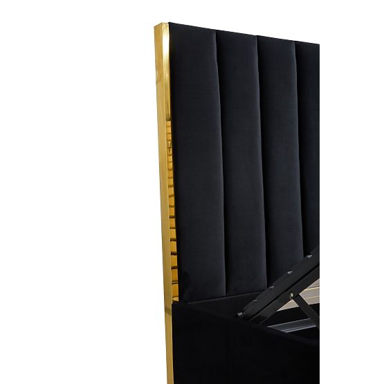 Lit capitonné avec tête haute PALLAZO noir - 160x200 cm