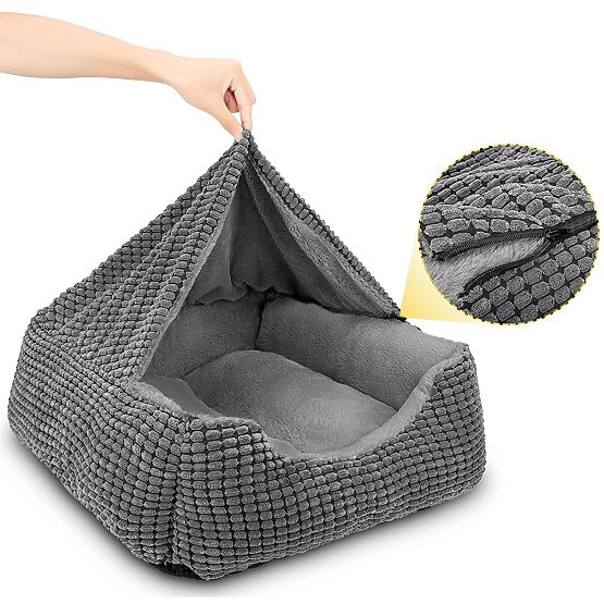 Lit pour animaux avec couverture S - gris