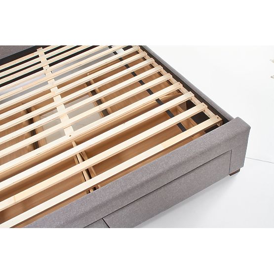 Lit rembourré MODENA 140 cm avec tiroirs gris (6p=1ks)