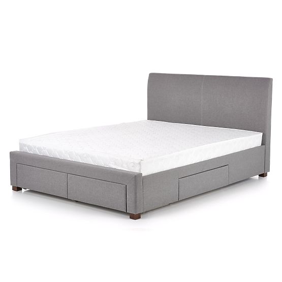 Lit rembourré MODENA 140 cm avec tiroirs gris (6p=1ks)