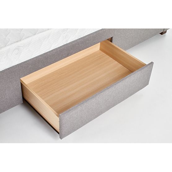 Lit rembourré MODENA 140 cm avec tiroirs gris (6p=1ks)