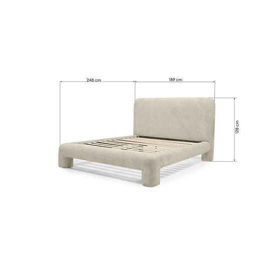 Lit rembourré Rolly 160x200 cm, avec sommier, arrondi, gris clair