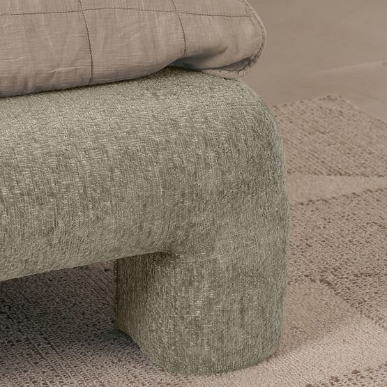 Lit rembourré Rolly 160x200 cm, avec sommier, arrondi, gris clair