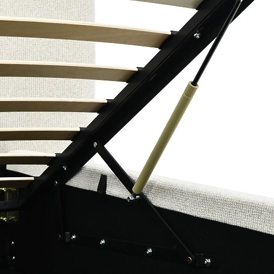 Lit rembourré Snoovia 160x200 cm, avec sommier et espace de rangement, beige clair