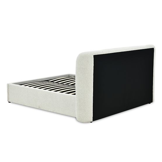 Lit rembourré Snoovia 160x200 cm, avec sommier et espace de rangement, beige clair