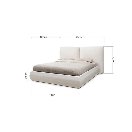 Lit rembourré Yunar 160x200 cm, avec sommier et espace de rangement, beige