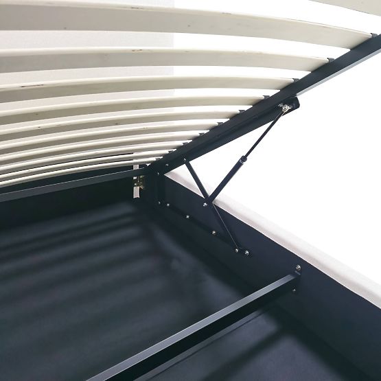 Lit rembourré Yunar 180x200 cm, avec sommier et espace de rangement, beige